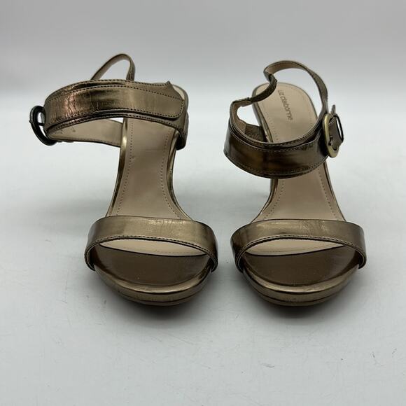 LIZ CLAIBORNE Metallic Gold Open Toe Slingback High Heel Pump‎ Shoes Size 6.5 - Picture 2 of 9